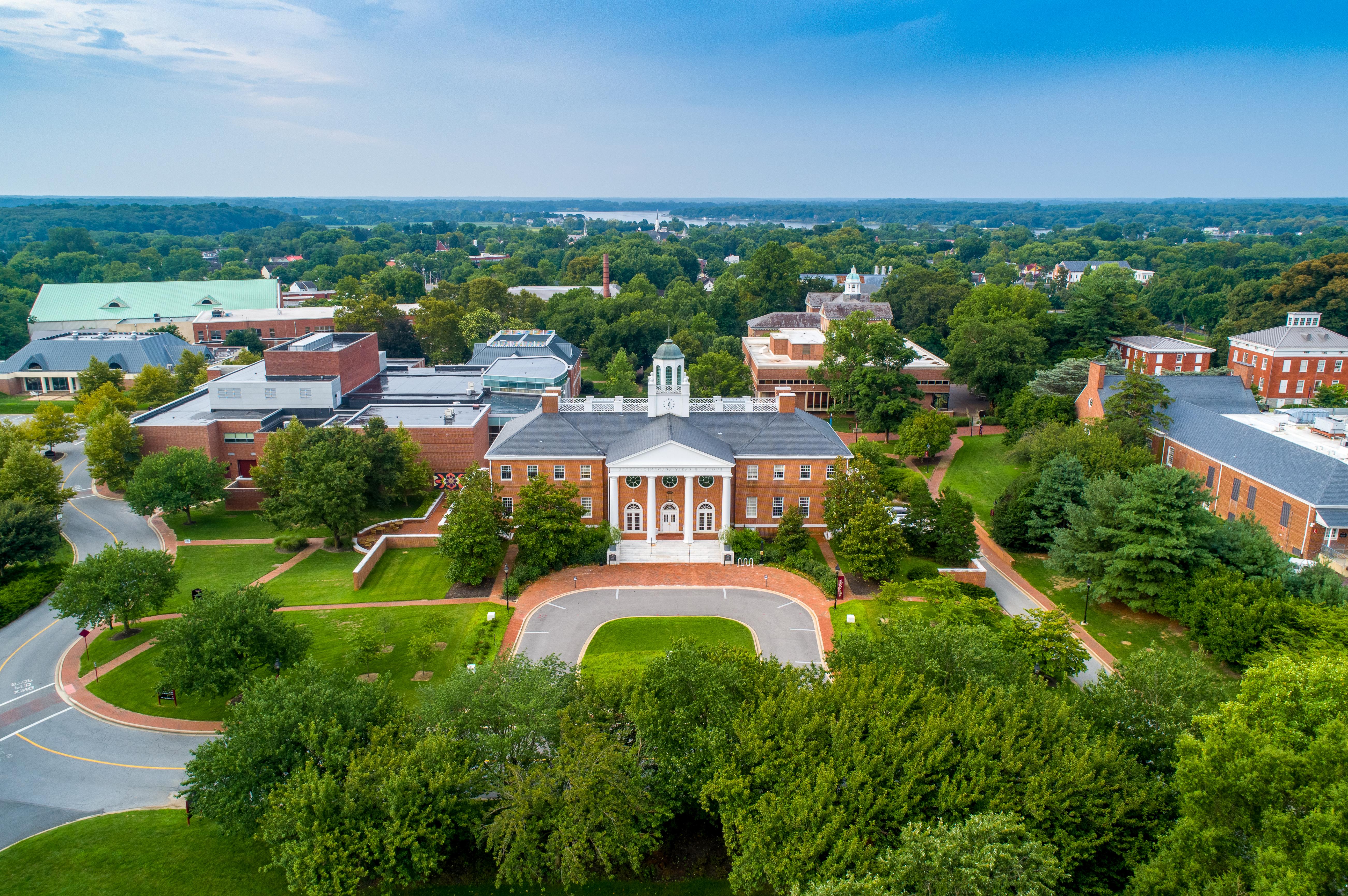 A view of the Casey Academic Center from above